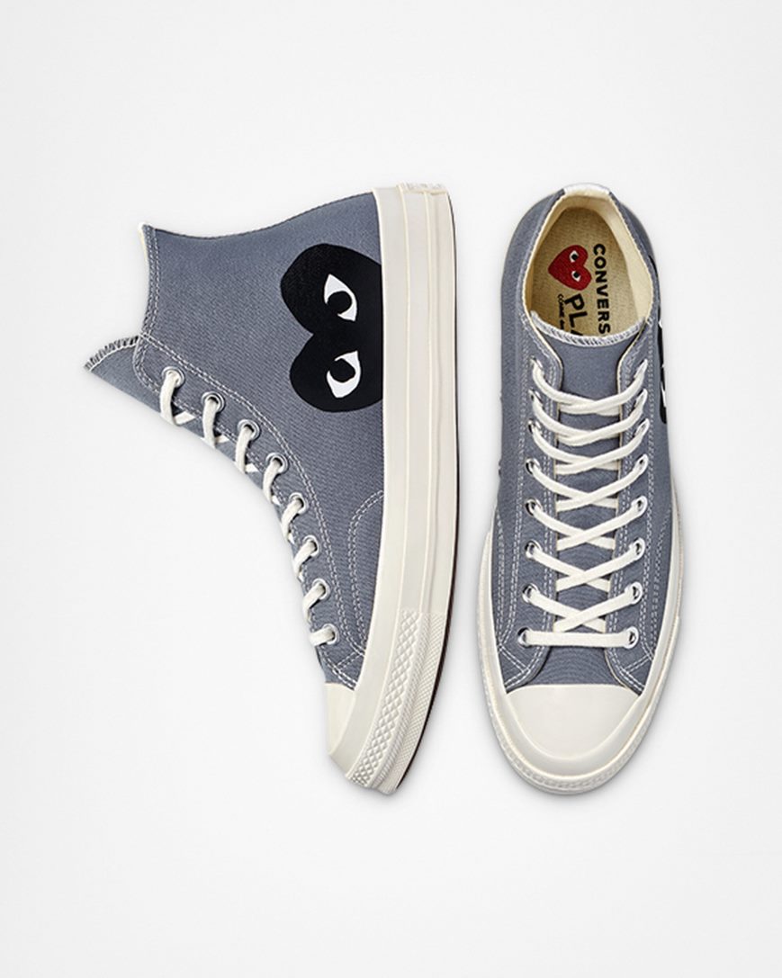 Tenisi Inalti Barbati Converse x Comme des Garçons PLAY Chuck 70 Gri Negrii | RO XFRDA468